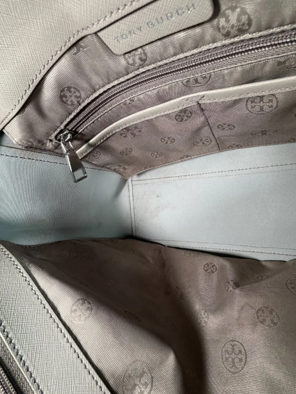 TORY BURCH York Buckle Taupe Leather Tote and Matching Wallet